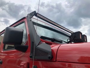 Jeep Wrangler Light Mounts - Windshield - Go Rhino - 50in Single Row - Textured Black - `18-`20